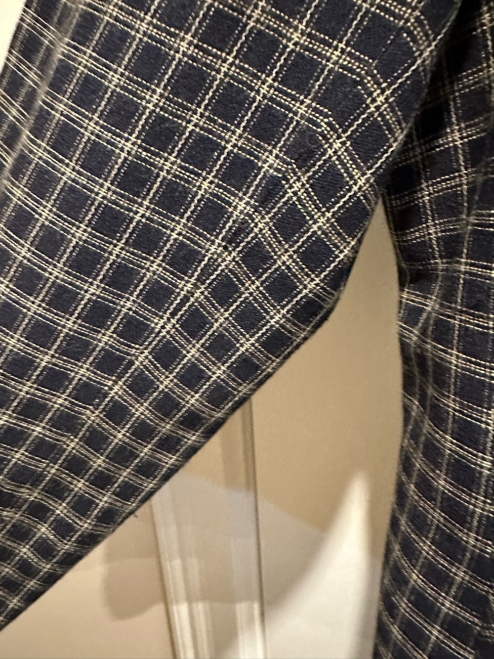 Bianca - Navy Checked Lightweight Button-Front Jacket - Picture 4 of 5